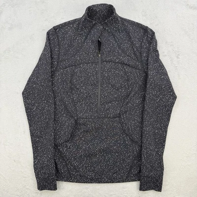 Lululemon Run Briskly 1/2 Cremallera Magnetizado Jacquard Negro Blanco Negro Talla 10 Foto 1 de 4