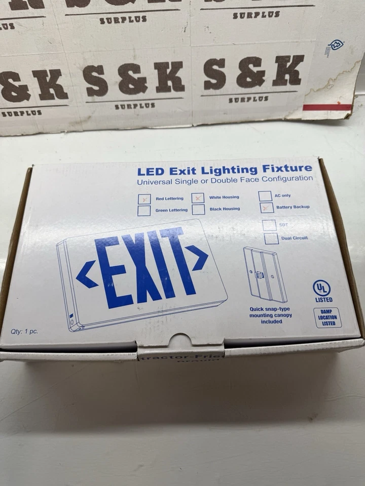 LED Exit Lighting Fixture- Universal Single or Double Face Configuration - Image 1 of 3