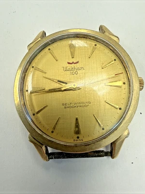 Vintage Rare Waltham 100 Self Winding 100 Jewels  10 K GF Case W/Red Second Hand - Image 1 of 4