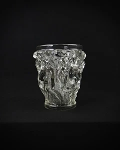 Vase Lalique Bacchantes non signé en cristal clair vintage milieu XXème - Picture 1 of 17