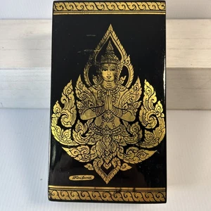NiCe! Handmade Gold Leaf Lacquerware Trinket Box Made In Thailand - Picture 1 of 16