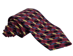 Brioni Tie Mens Multicolor Silk Geometric Necktie Made in Italy Red Blue Yellow - Picture 1 of 9
