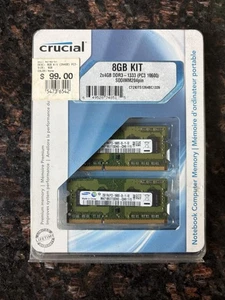 Crucial 8gb Kit2-4gb 204-pin Dimm Ddr3 Pc3 8500 Cl7 Memory Module - Picture 1 of 2