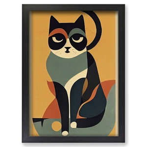 Framed Cat Mid Century Vol.1 Wall Art Canvas Print Poster Picture, Home Decor - Picture 1 of 4