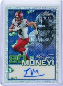 2025 Leaf Metal #SM-LMC Luke McCaffrey So Money Blue Auto #/4 - Picture 1 of 2