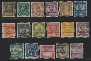 Precancels - CA - Petaluma - Type 513 - 17 different 1922 denoms - Picture 1 of 2