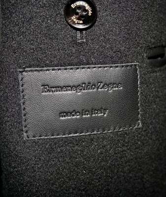 Ermenegildo Zegna Mens Cashmere/Wool Leather Trim Black OverCoat 60 XXXXL 60 - Image 1 of 4
