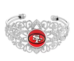 Football Bangle Bracelet, Football Filigree Silver Adjustable Cuff - Picture 1 of 3