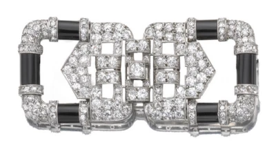 935 Argentium Silver 3.50CT Black Onyx & Cubic Zirconia Brooch Circa 1925 - Image 1 of 3