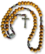 St Saint Benedict Wooden Rosary Men Women Wood Prayer Beads Cross Crucifix