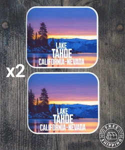 Menge 2 Lake Tahoe Kalifornien Nevada Aufkleber 4" x 3-3/8" Skifahren Seen Bootfahren - Bild 1 von 3