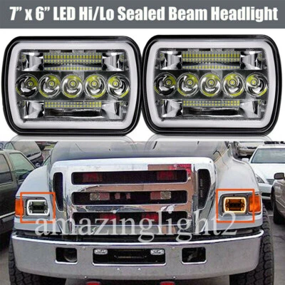 Pair 5X7 7X6" LED Headlights fit Ford Super Duty Truck F550 F600 F650 F700 F750 - Image 1 of 4