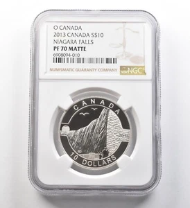 2013 Canada 10 Dollars Silver O Canada Niagara Falls PF70 Matte NGC *8256 - Picture 1 of 3