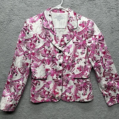 Tahari Arthur S. Levine Womens Blazer 10 Pink Floral Career Night Out - Image 1 of 4
