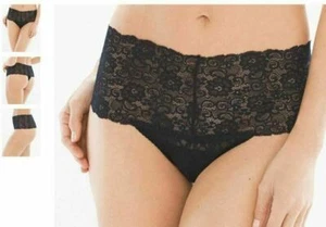 Soma Embraceable Allover Lace Retro Thong Panty Black M L XL XXL - Picture 1 of 2