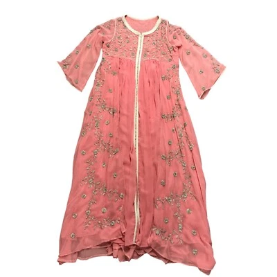 Vestido para mujer talla 14 rosa de gasa adornado con cristales boda forrado formal Foto 1 de 4