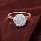 OEC Round Colorless Engagement Ring, Heart Prong Vintage Moissanite WeddingRing 