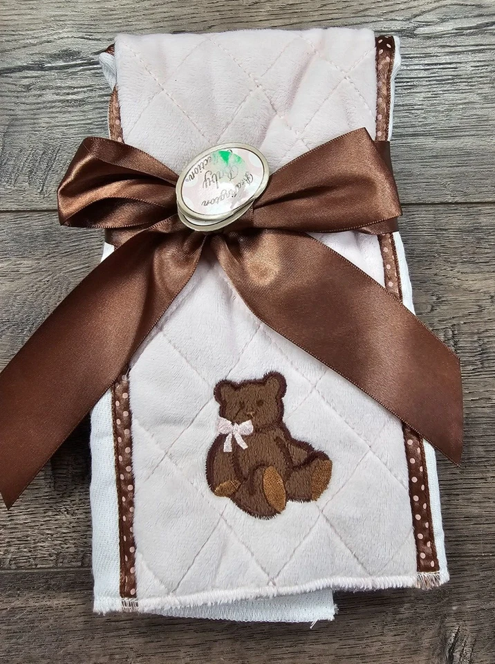 Bebé Niña Nuevo Bearington Bebé Rosa Marrón Oso Eructo Paño Foto 1 de 1