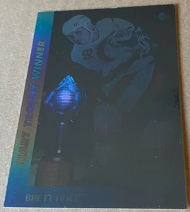 Tarjeta ganadora del premio Brett Hull Hof 1990-91 cubierta superior #AW3 Casi nueva - Estado como nuevo - Imagen 1 de 2