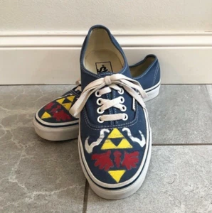 VANS Legend of Zelda Hand Painted Hylian Shield Skateboarding Shoes,Cosplay RARE - Picture 1 of 12