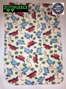ZooFleece White Dinosaurs 30X40" Kids Baby Blanket Throw Quilt Christmas Winter - Picture 1 of 4
