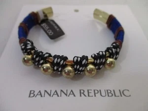 Banana Republic marineblau braun schwarz weiß umwickelt Kugel Manschette Armband neu mit Etikett $ 55,00 - Bild 1 von 10