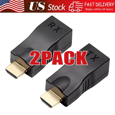 4K 1080P HDMI Extender to RJ45 Over Cat 5e/6 Network LAN Ethernet Adapter 2PCS
