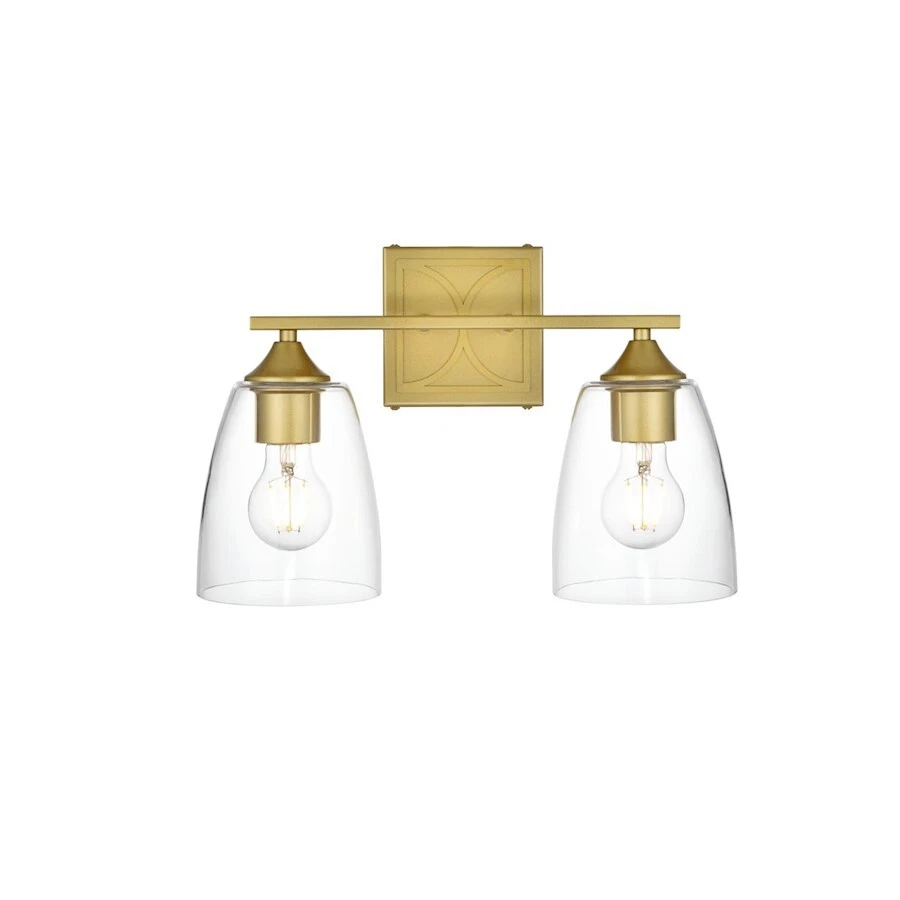 Living District LD7309W15BRA Harris 2 Light 15 inch Brass Bath Sconce Wall Light