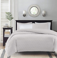 Quebec Dusty Pale White 3-Piece Quilted King Coverlet Set—For King or Cal King B