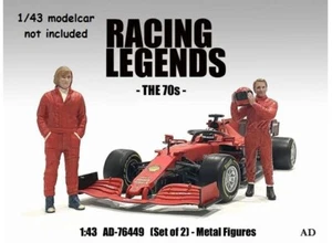 Set de 2 FIGURINES PILOTES seventies Racing Legend rouge 1/43 - Imagen 1 de 4