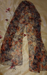 Avon Fragile Flower Chiffon Lightweight Scarf 64" x 14" - Picture 1 of 7