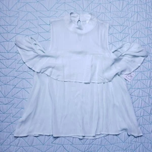 NUEVO CON ETIQUETAS BP Blusa Top Para Mujer Verde Como Nueva con Volantes Hombro Frío Cuello Simulado Talla S - Imagen 1 de 8