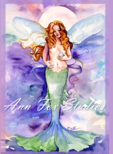 Mermaid Tile Decorative Ceramic Art Tile Violet Mermaid Tile Venus Mermaids - Picture 1 of 1
