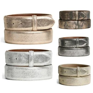 Leather Belt Interchangeable Belt Newbury Split Leather Metallic Style 4cm Wide - Picture 1 of 19