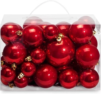 40ct Pearl (RED) Christmas Ball Plated Ornaments Tree Collection - Imagem 1 de 3