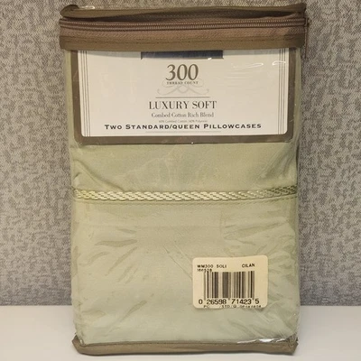 Fundas de almohada Springmaid 300 unidades de lujo suaves estándar/queina paquete de 2 verdes Foto 1 de 3