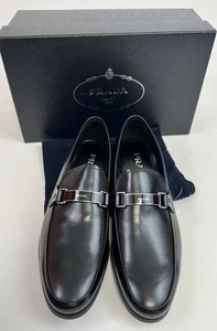 Mocasines Prada negros con logotipo Bit para hombre talla 9 EE. UU. 10 SIN USAR - Imagen 1 de 9