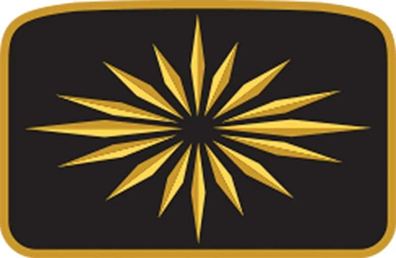 1967 GM; Seat Belt Emblem Set; Deluxe Interior; Gold / Black; Pair - Image 1 of 1