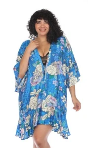 Kimono Johnny Was Blue Dove con volantes para nadar talla grande nuevo con etiquetas talla 3X - Imagen 1 de 5