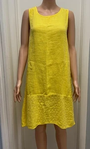 Terzo Millennio Women’s Yellow Linen Sleeveless Dress XS Made in Italy Summer . - Picture 1 of 9