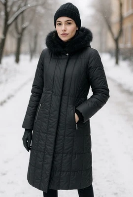 London Fog Faux Fur Collar Long Puffer Coat Black Size Large Winter Comfy Warm - Image 1 of 4