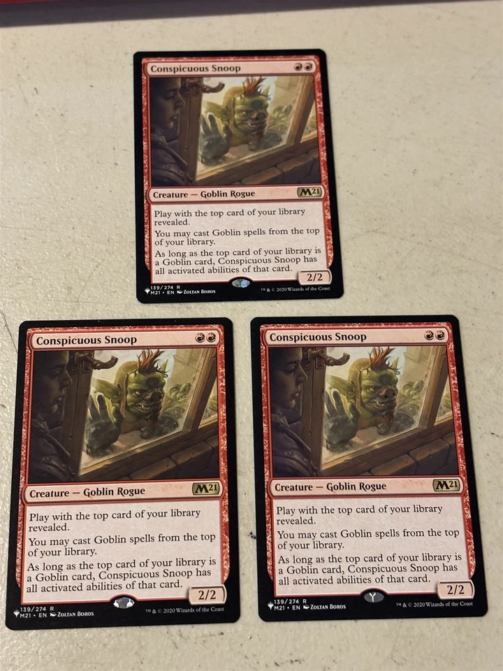 3 x mtg Conspicuous Snoop, the List rare goblin rogue, unplayed - Image 1 of 1