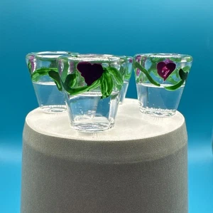 4 Pc 1/12 Scale Dollhouse Miniatures Lot Tiny Glass Glasses Purple Heart Set #2 - Picture 1 of 6