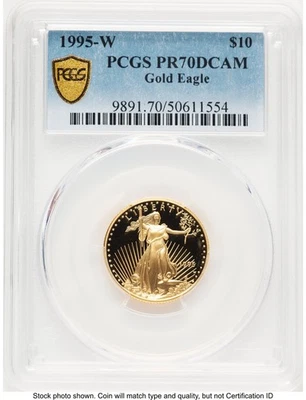 1995-W Proof Gold Eagle 1/4 oz Blue Gradient PCGS PR70 - Image 1 of 2