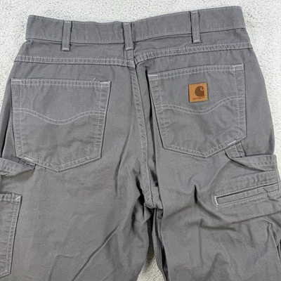 Carhartt Pants Men 34x34 (Fit 32x33) Grey Duck Canvas L Carpenter Loose Fit B159 - Image 1 of 4