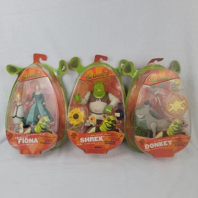 Shrek 2 Action Figures Lot of 3—Shrek Donkey & Princess Fiona Hasbro 2004 - Image 1 of 4