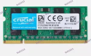 4GB 2Rx8 PC2-5300S DDR2 667Mhz 200Pin RAM Memory Laptop 1.8V SO-DIMM Crucial - Picture 1 of 1