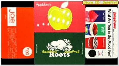 LOTE DE 4 TARJETAS DE REGALO COLECCIONABLES ROPA RAÍCES JOE S100 APPLEBEE'S THORNTON DRINK Foto 1 de 2