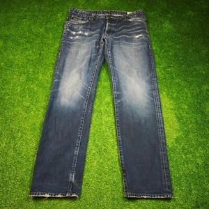 Pantalones de mezclilla G-star 3301 para hombre 36 botones rectos mosca bigotes azul desgastado - Imagen 1 de 17