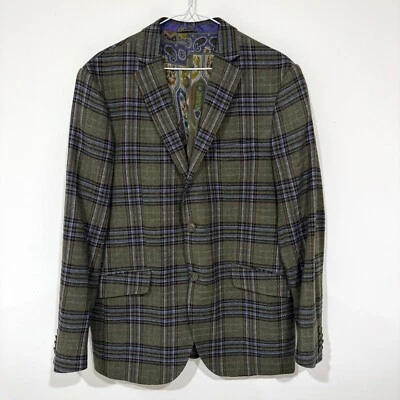 Abrigo deportivo Etro Superleggera mezcla de lana a cuadros no estructurado 3 botones talla 50 Foto 1 de 4